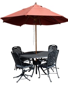 Smith & Hawken 5 piece basket weave aluminum table and chairs