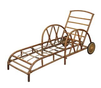 Antique American bamboo chaise lounge chair