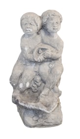 Cast garden stone statue of children