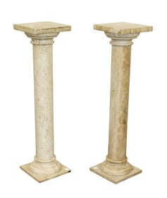 Pair of travertine marble pedestals