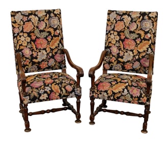 Pair of French armchairs in walnut