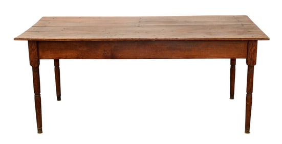 American primitive farmhouse table on turned legs