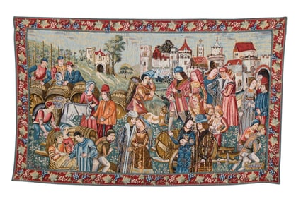 French Goblys machine-woven tapestry "The Wine Market"