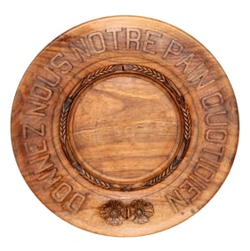 French carved walnut plaque "Donnez-nous Notre pain Quotidien"