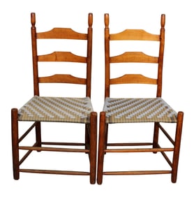 Pair of American shaker style ladder back chairs
