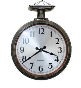 American double sided ceiling mount shop clock