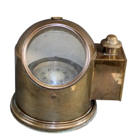 Brass ships binnacle and compass with lantern