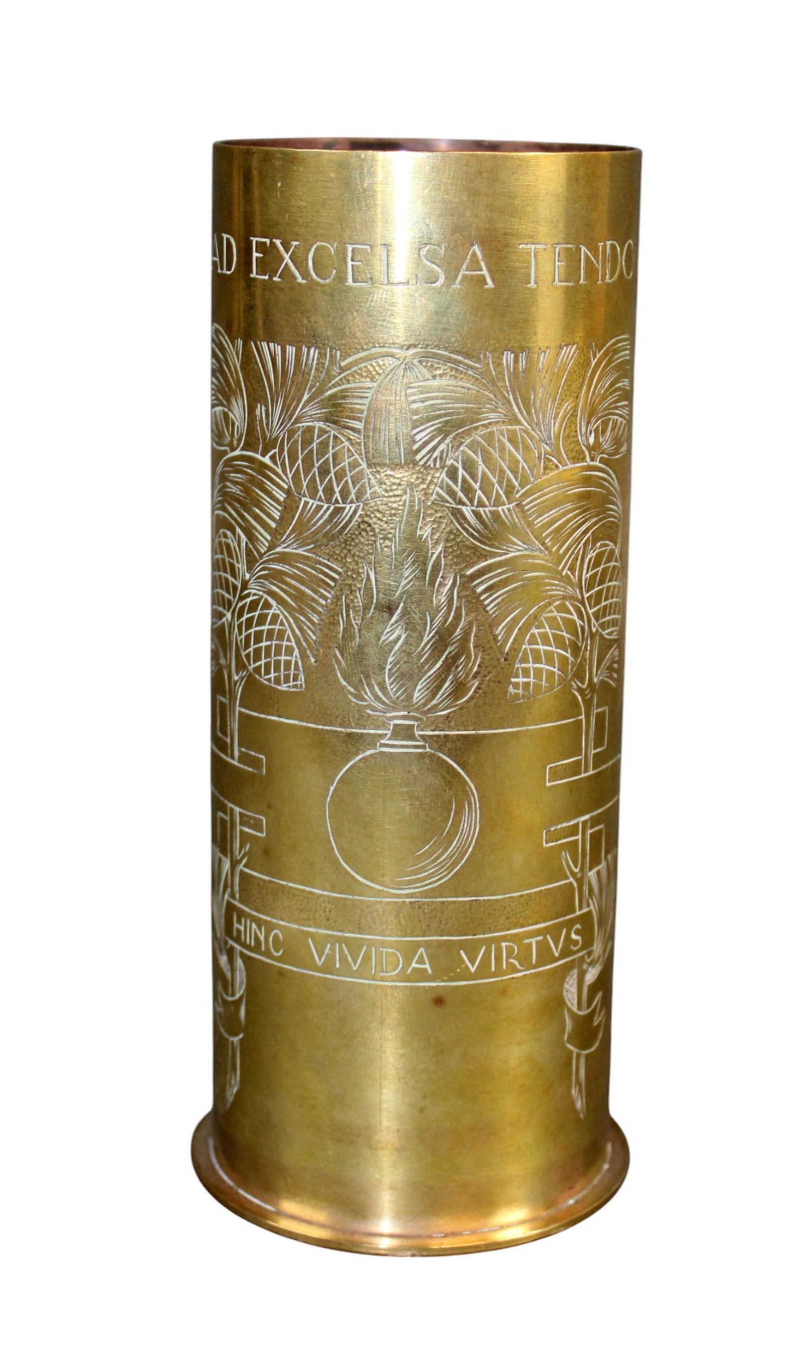 Trench art brass shell casing vase (1 of 11)