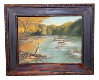 Original acrylic on canvas painting depicting Chattahoochee river scene