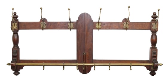 French wall mount coat and hat rack