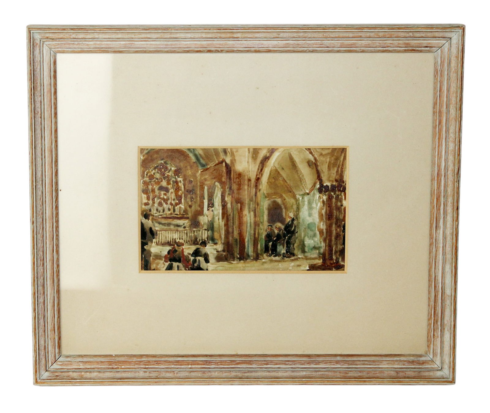 Watercolor painting on paper of cathedral interior (1 of 5)