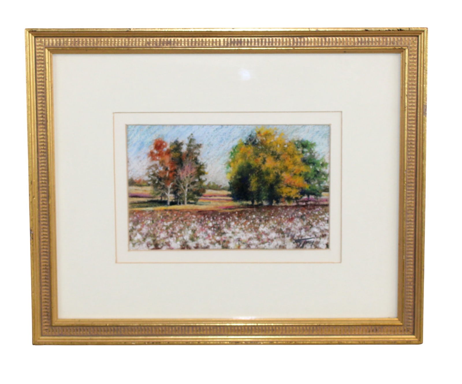 Pastel on paper depicting cotton fields (1 of 5)