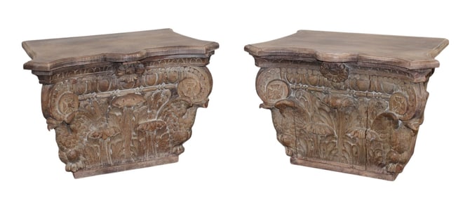 Pair of architectural capital pedestal risers