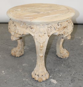Italian bleached and carved walnut plant stand with paw feet