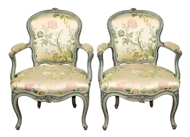Pair of French Louis XV style armchairs