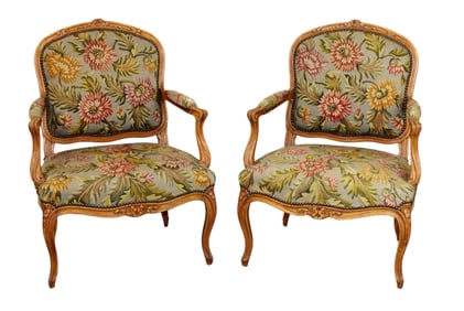Pair of French Louis XV style armchairs