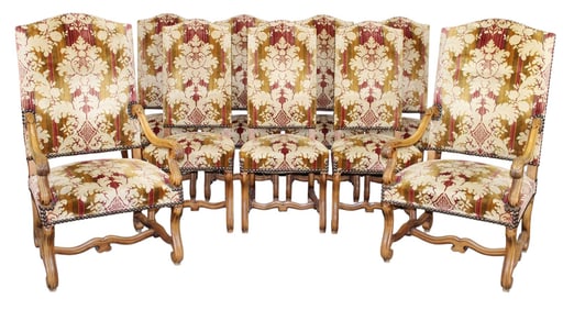 Lot of 9 French os du mouton chairs