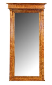 Italian faux painted pencil reed mirror with beveled glass