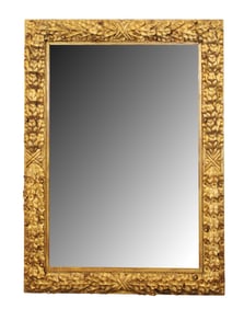 Italian gilt metal mirror with laurel leaves