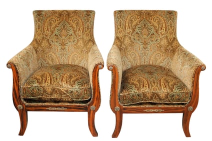 Pair of French club chairs in rosewood