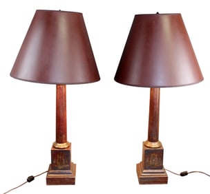 Pair of tole table lamps