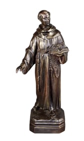 Bronze figural statue depicting Saint Benedict