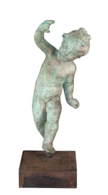 Verdigris bronze cherub figural statue
