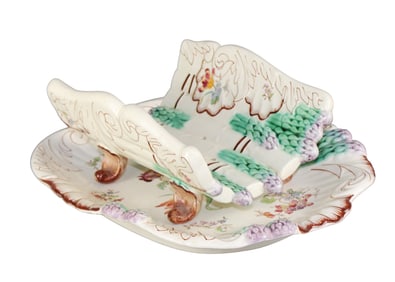 French Longchamp Majolica 2 piece asparagus platter