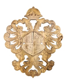 Spanish coat of arms in pine with 2 headed eagle