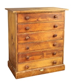 English A.W. Gamage Ltd specimen cabinet in pine