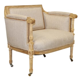 French Louis XVI style library chair in bleached walnut