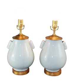 Pair of Chinese porcelain celadon vase mounted as lamps