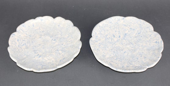 Lot of 2 French Atelier Yvonne Rigo Aptware flower form plates