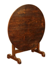 French vintners table on oak base with pine top