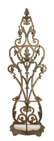 French painted cast iron hall tree with flowering urns