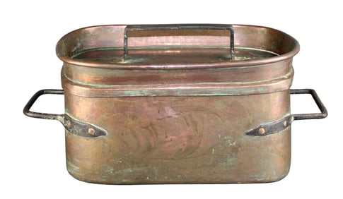Large French copper daubier lidded pot