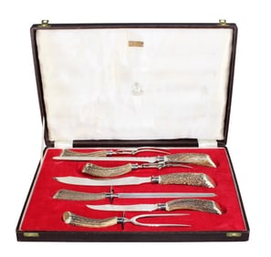 Sheffield 8 piece carving set with antler handles