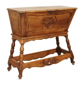 French Provincial carved walnut petrin (grain bin)