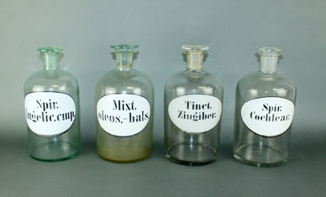 Lot of 4 French glass apothecary jars