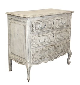 French Louis XV style petite 3 drawer commode in oak