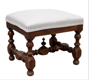 French walnut turned leg foot stool