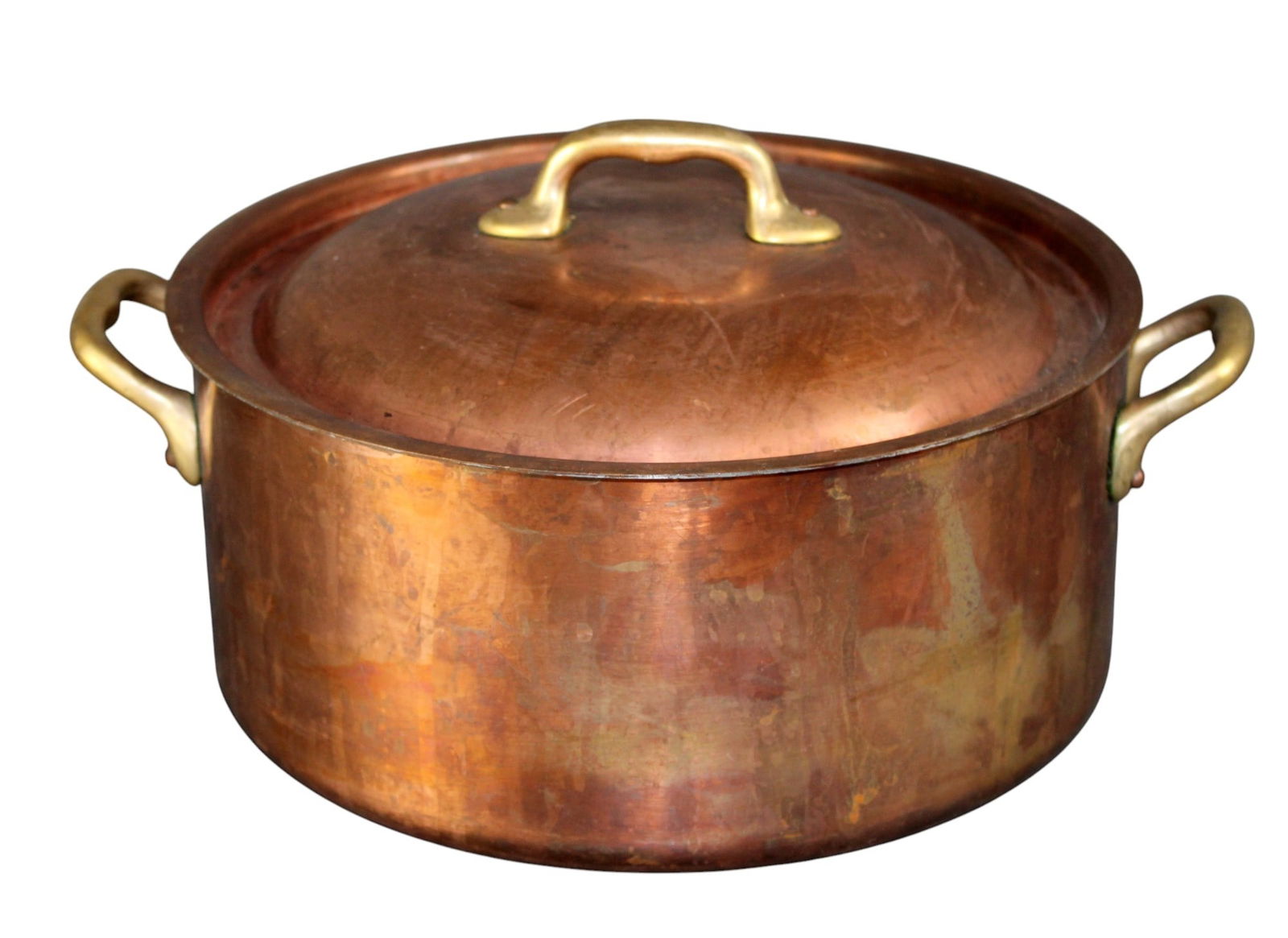 French copper lidded pot with bronze handles (1 of 8)