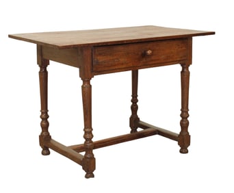 French side table desk in oak on turned legs