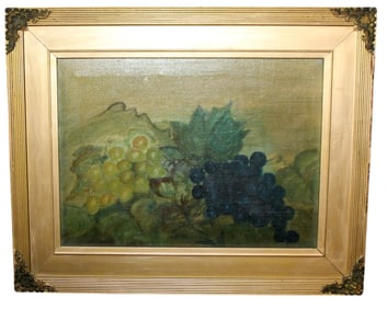 Continental oil on canvas still life with grapes