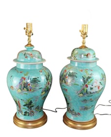 Pair of Chinese porcelain ginger jars mounted as lamps