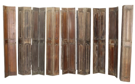 Lot of 12 French oak bi-fold shutters