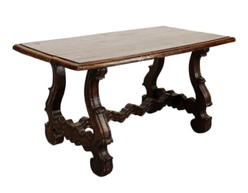 Italian trestle base table in walnut