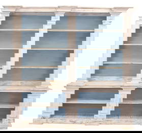French open shelf bookshelf in painted pine with pilasters