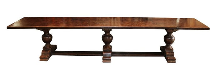 Italian triple pedestal refectory table in walnut
