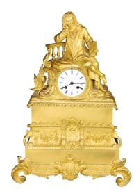 French Empire gilt bronze figural mantel clock